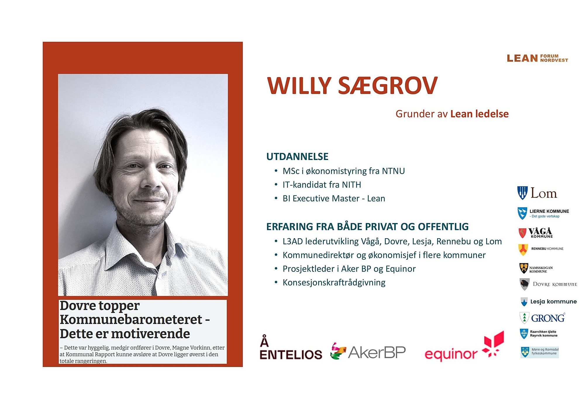 Willy Sægrov, grunnlegger av Lean Ledelse